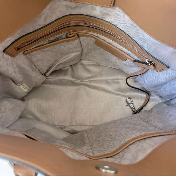 Michael Kors Hamilton Frame Out Steel Gray Acorn Leather Satchel Bag - Picture 6 of 15